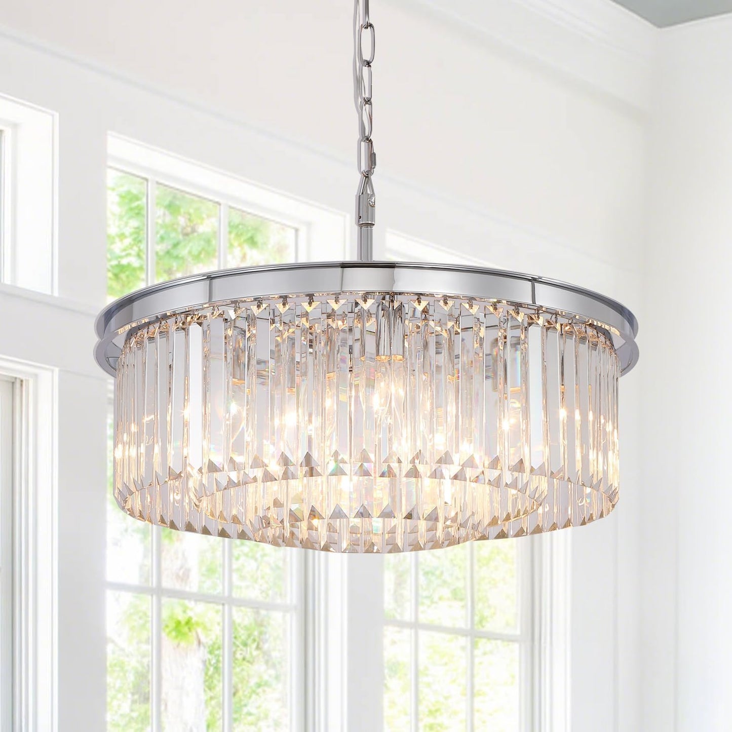 Candelabro cristal cromado 3 niveles 20pulg