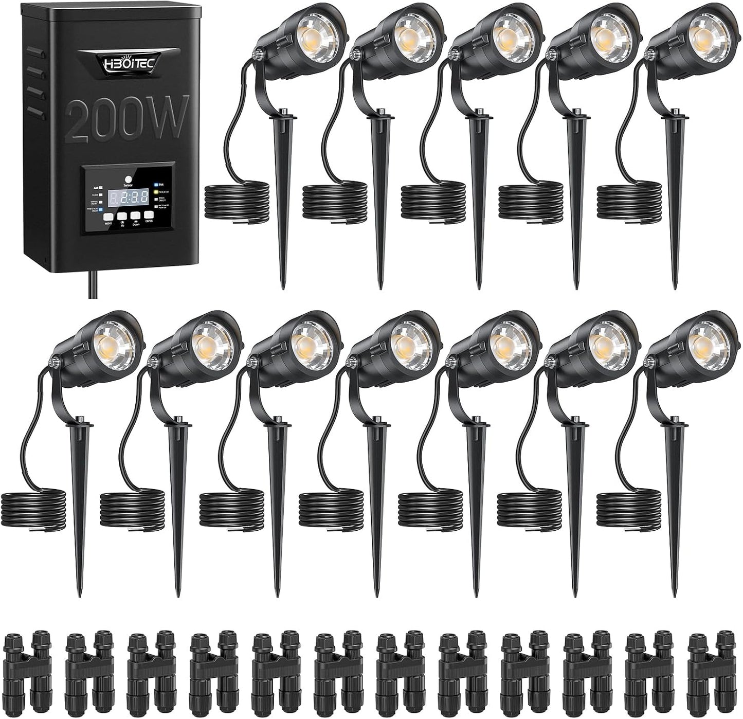 Kit iluminación paisaje 12W LED impermeables 2900K patio