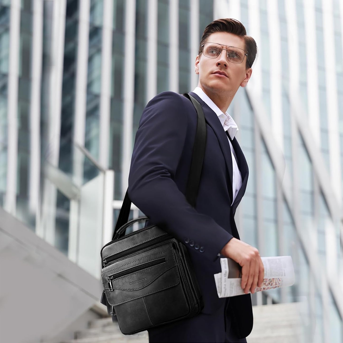 Bolso bandolera cuero para hombre viaje