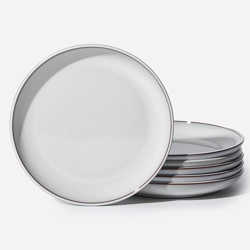 Set 6 platos ensalada resist. arañazos blanco piedra lunar