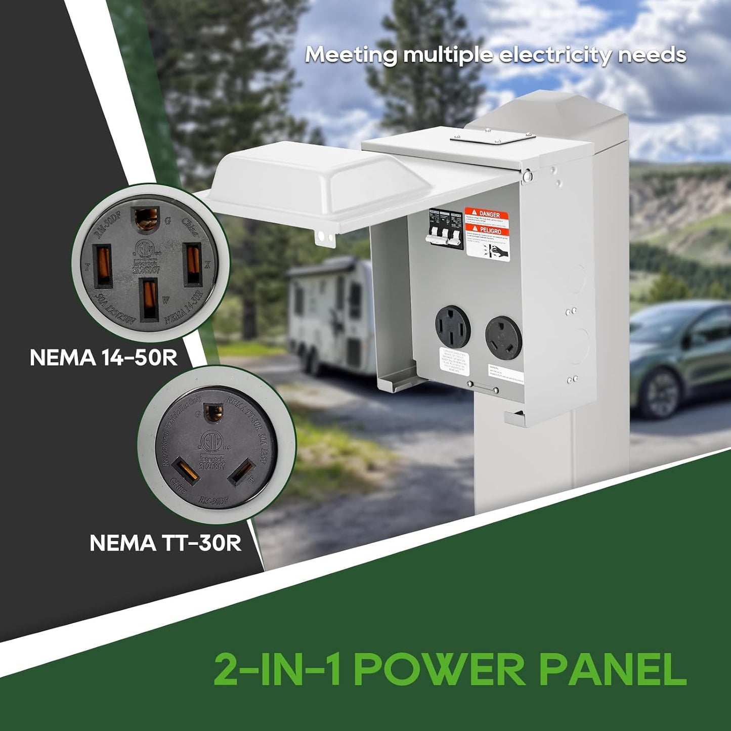 Panel toma corriente RV con disyuntor 30-50A certificado ETL