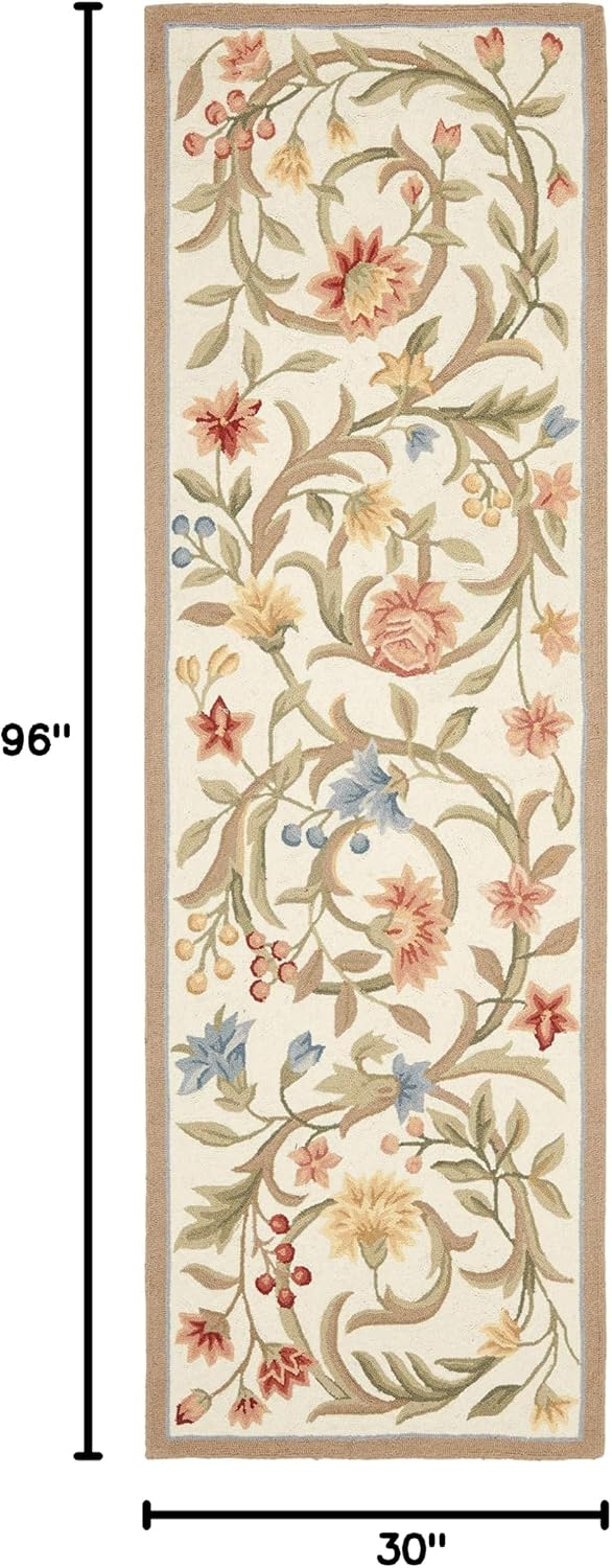 Alfombra pasillo 2'6x8' marfil lana francesa manual