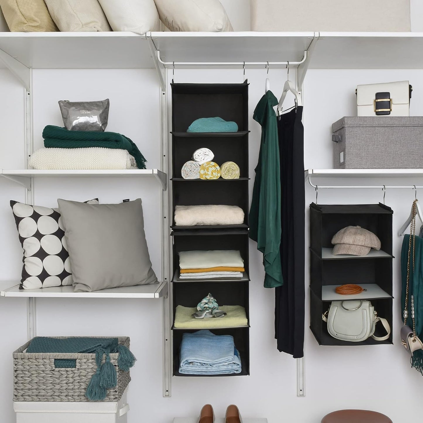 Organiz. colgante 6 estantes para dormitorio negro