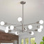 Lámpara araña Sputnik 12 luces níquel comedor ajustable