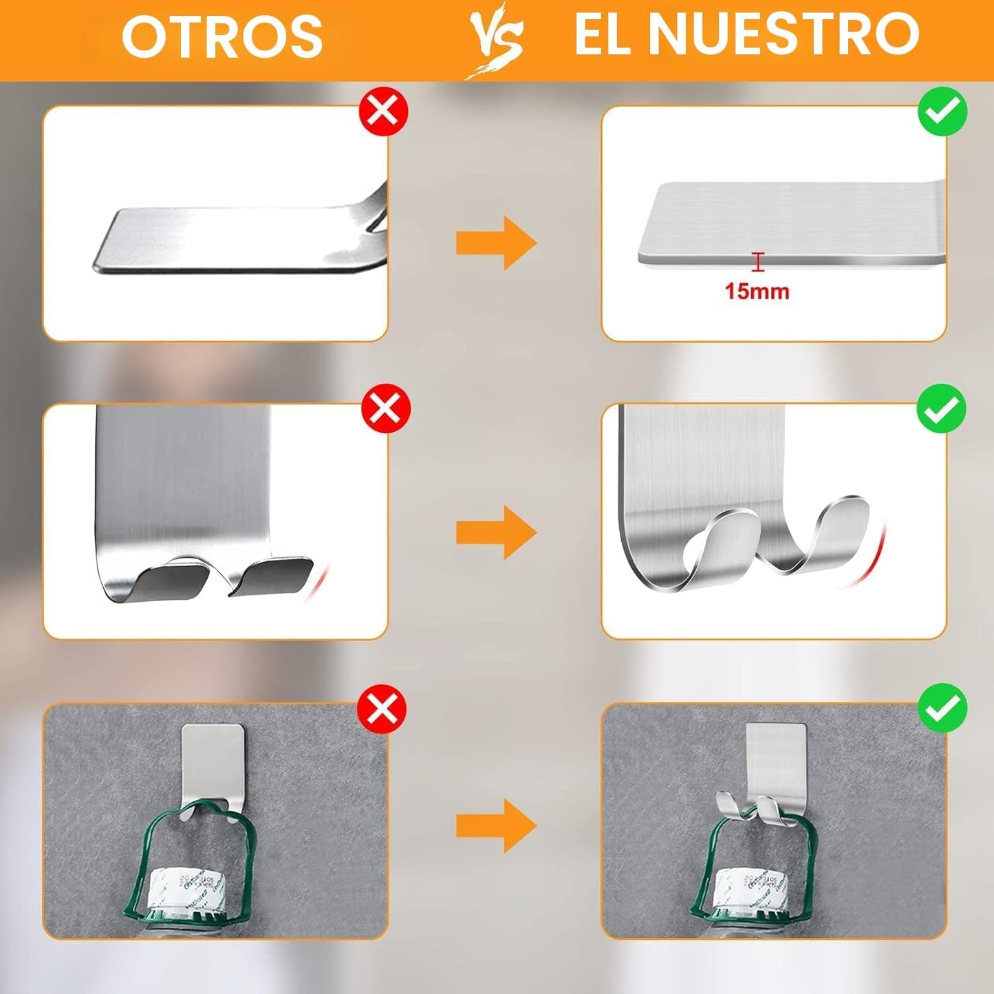 4 Pack Ganchos Ducha Autoadhesivo Soporte Afeitadora Baño