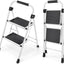 Escalera plegable cocina 2 escalones antiderrap blanca