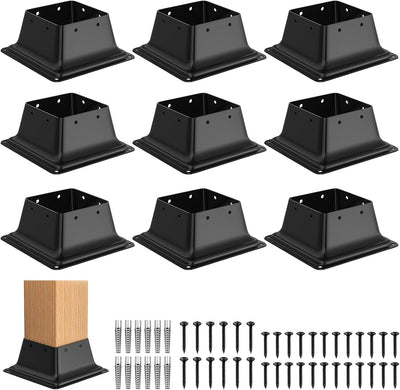 Base poste 4x4 pulg 9 Pzas soporte acero polvo resistente
