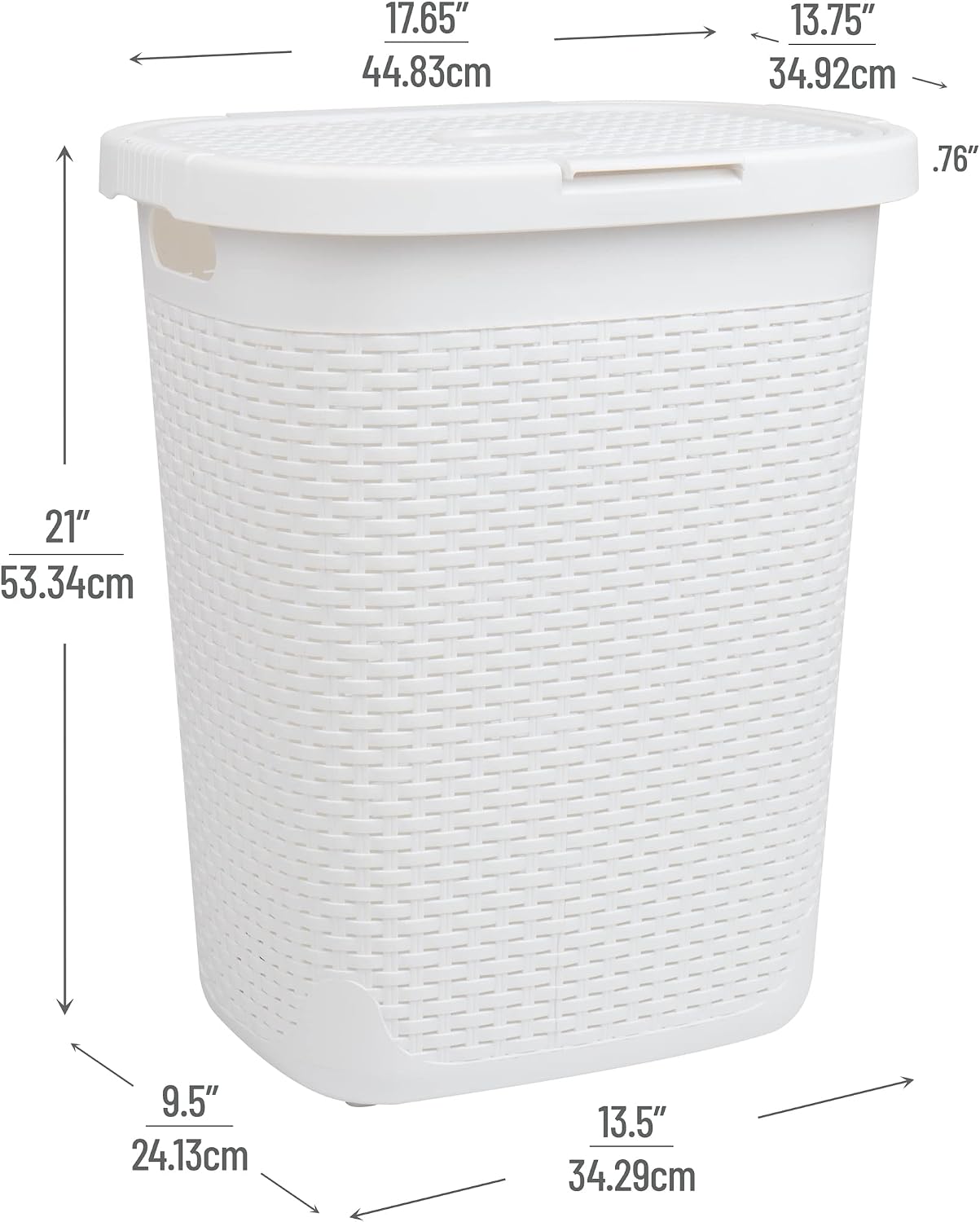 Cesta ropa sucia mimbre plástico 17.65x13.75x21" set 2