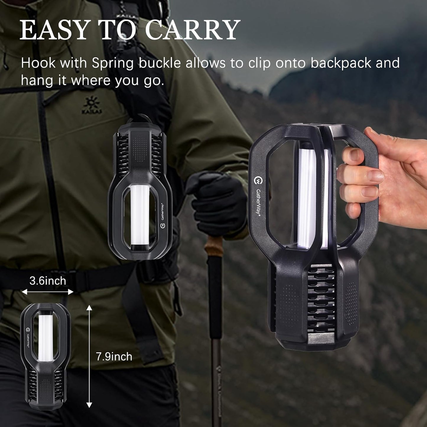 Linterna LED recargable campamento 4 modos IP65 luz portátil