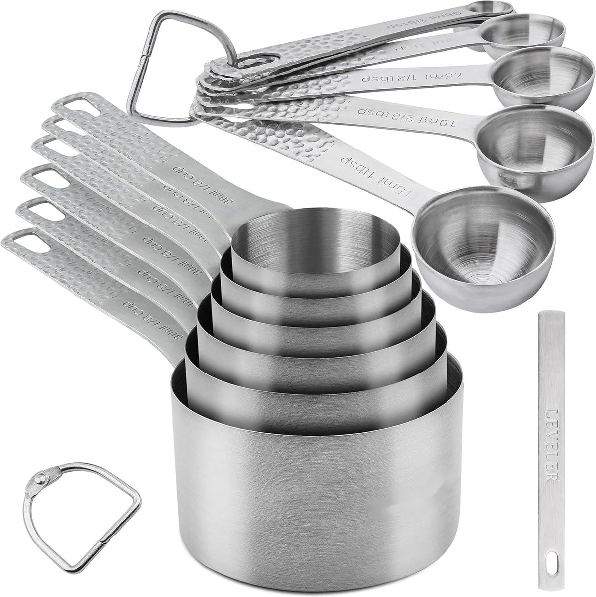 Set 6 Tazas y 7 Cucharas Medidoras Acero Inox 18/8