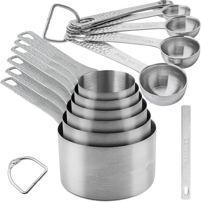 Set 6 Tazas y 7 Cucharas Medidoras Acero Inox 18/8