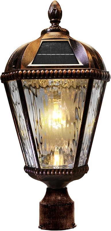 Luz solar poste al aire libre aluminio bronce 3pulg