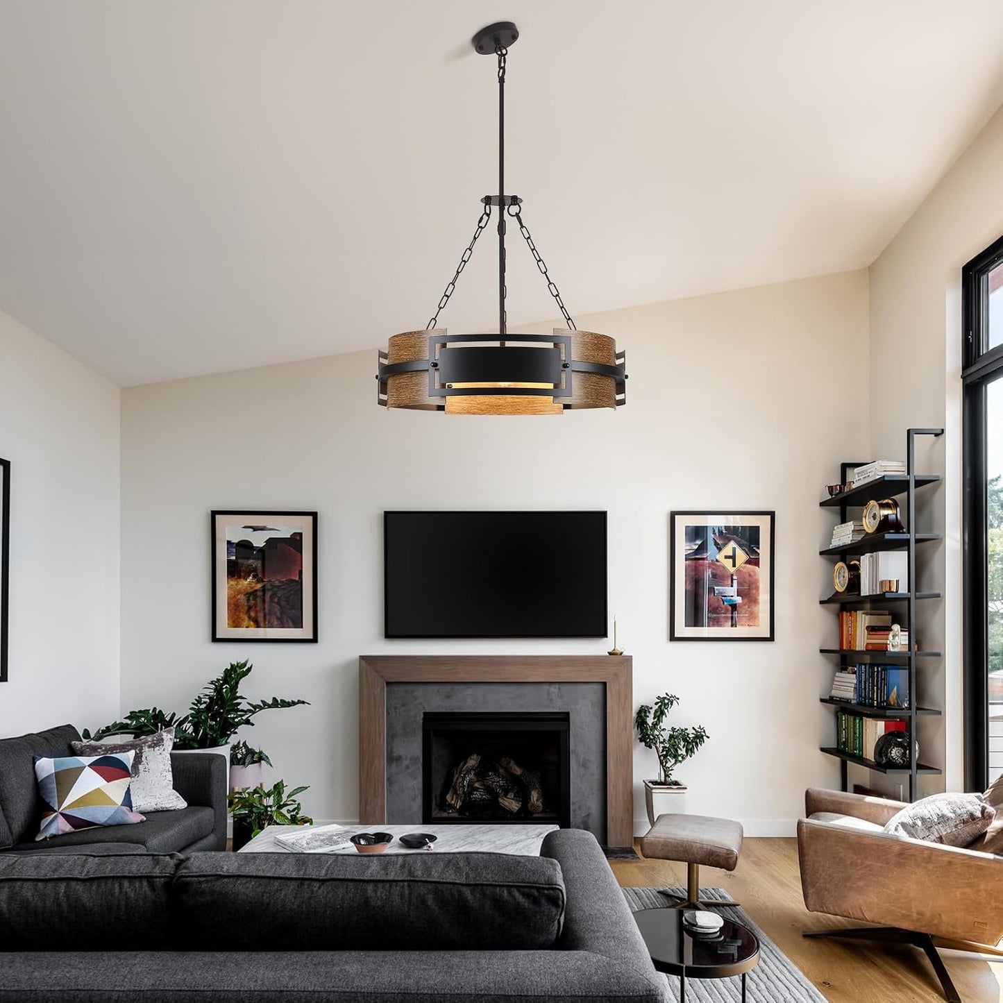 Lámpara colgante candelabro negro dorado ajustable sala