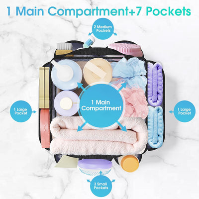 Organiz. ducha malla 7 bolsillos dormitorio