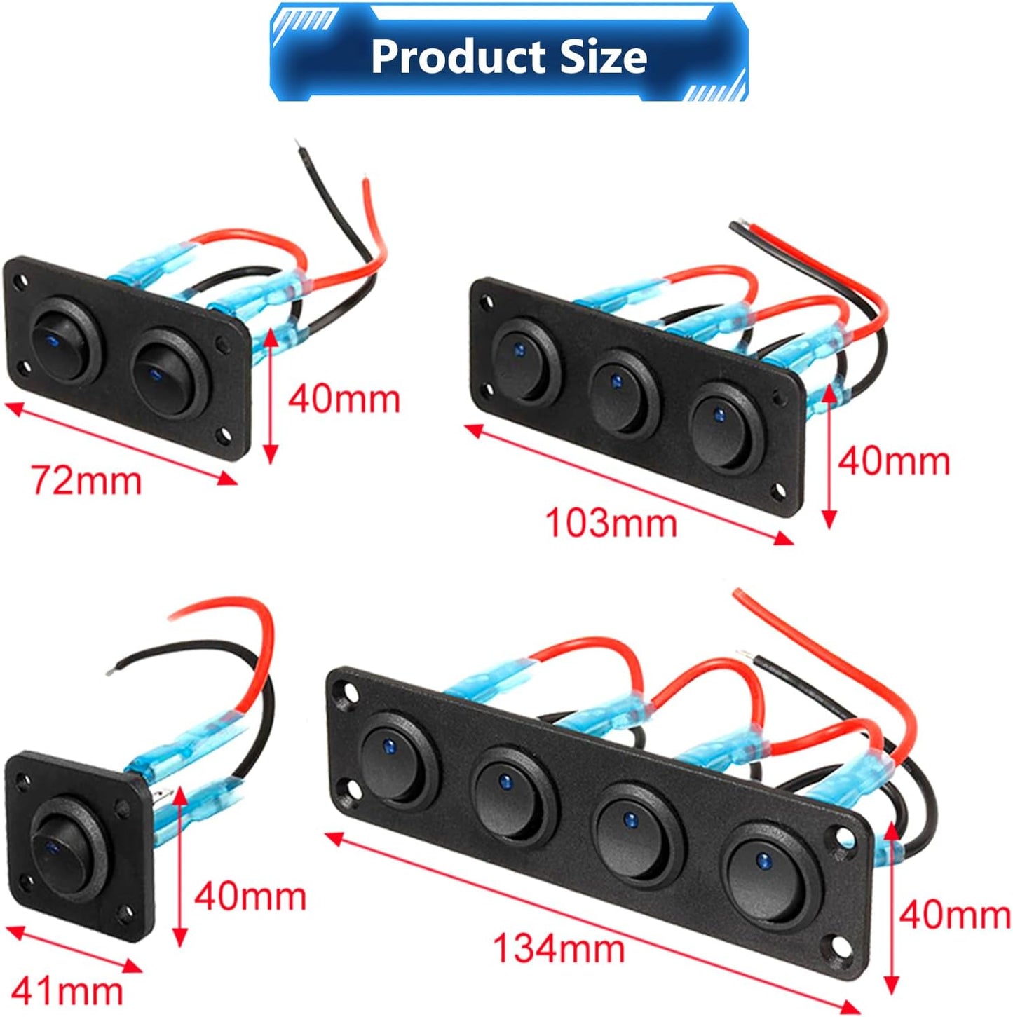 Interruptor basculante 12V impermeable para coche camión