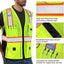 Chaleco reflectante amarillo ANSI clase 2 con bolsillos