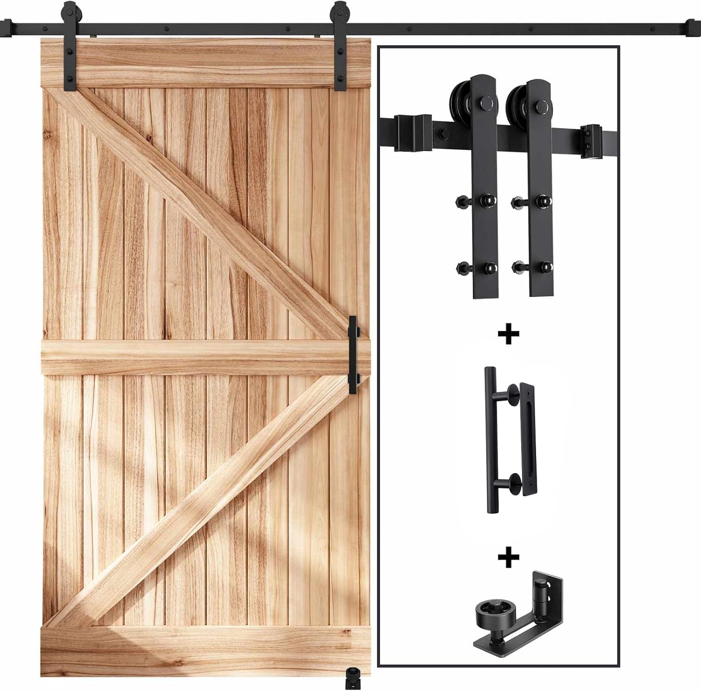 Kit herrajes manija riel puerta corrediza 8ft polea recta