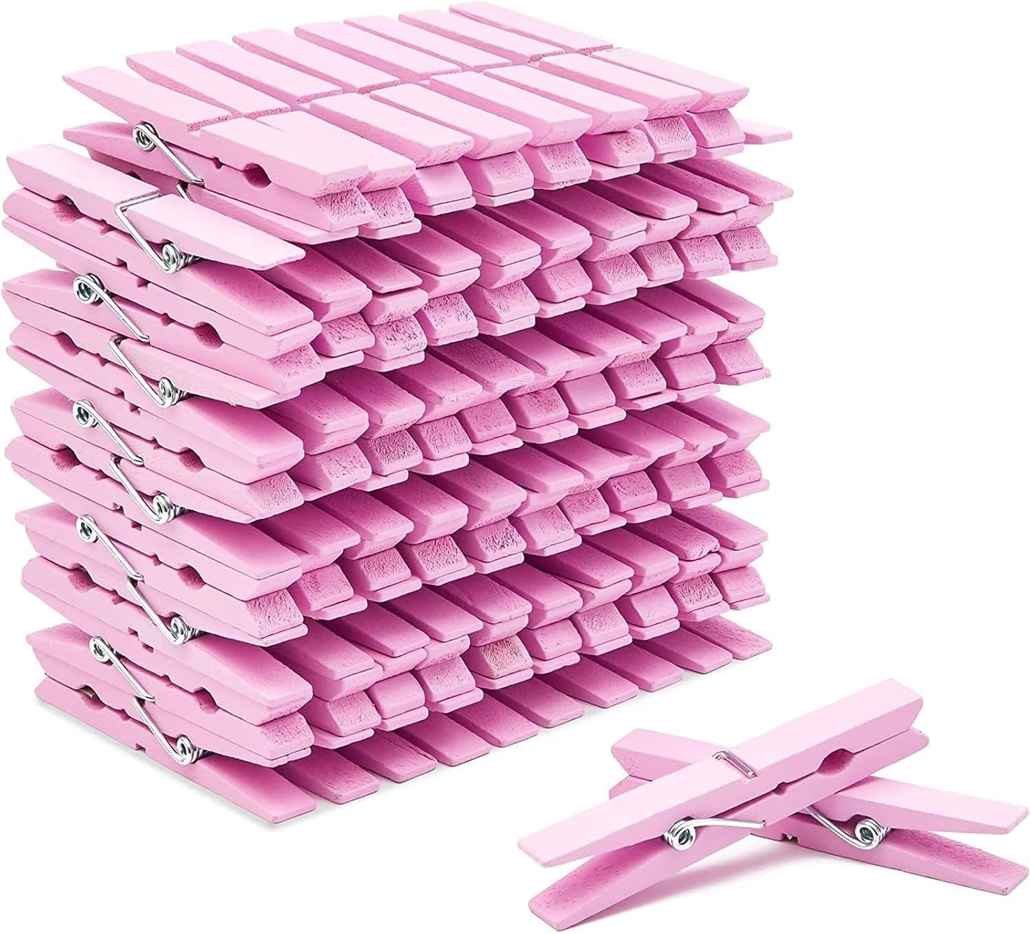 Pinzas madera pack 100 rosa para aula y lavandería
