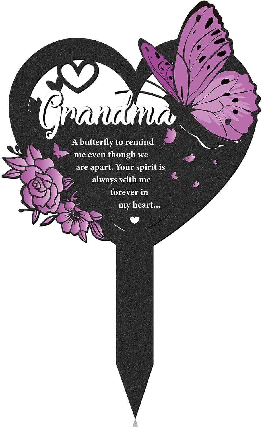 Estaca mariposa tumba corazón negro decoración