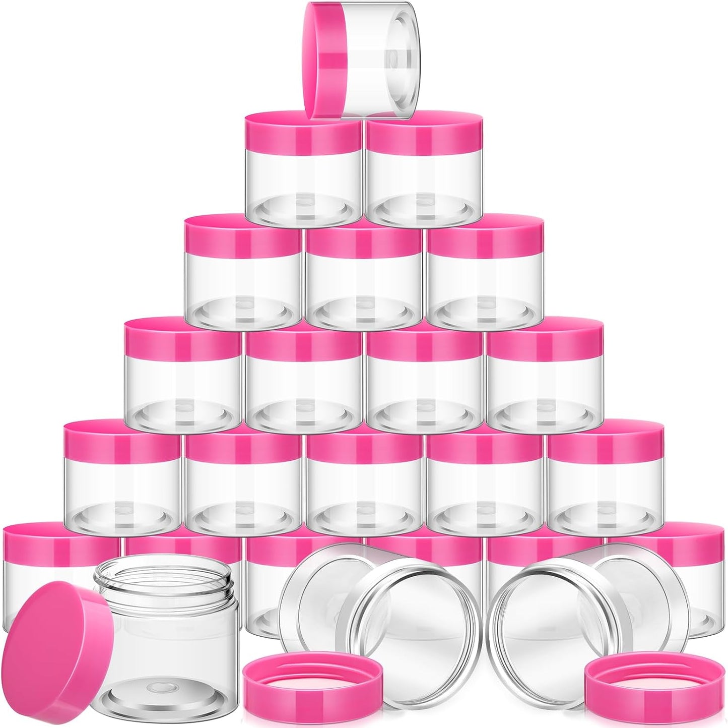 24 Frascos Plástico Transparente con Tapas para Cosméticos