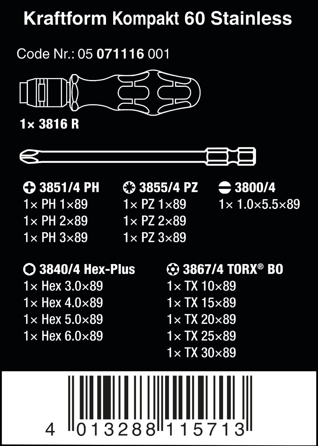 Set 17 Pzas Acero Inox Kraftform Kompakt 60