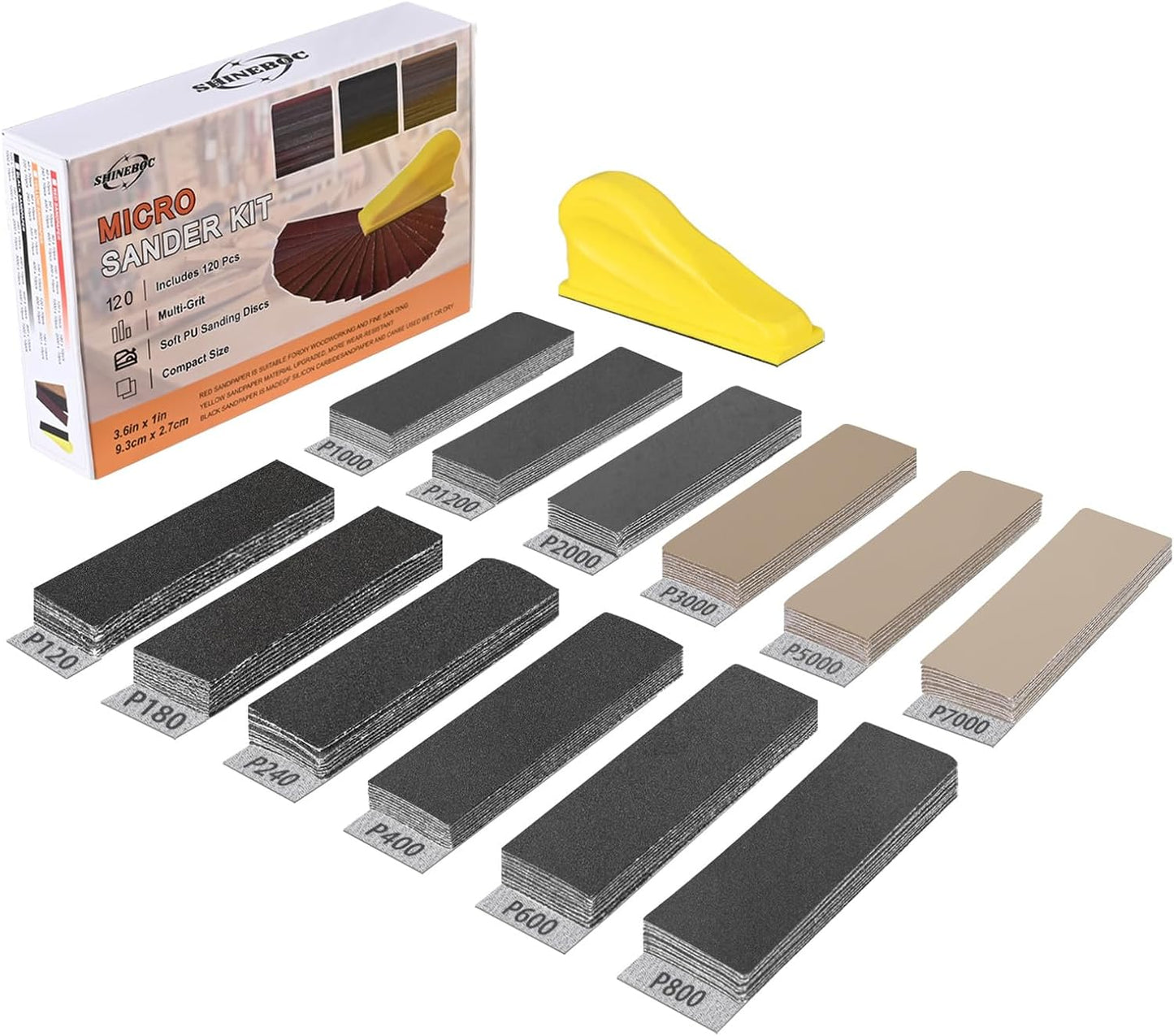 Kit 120pzas lijadora manual carburo silicio grano 120-7000