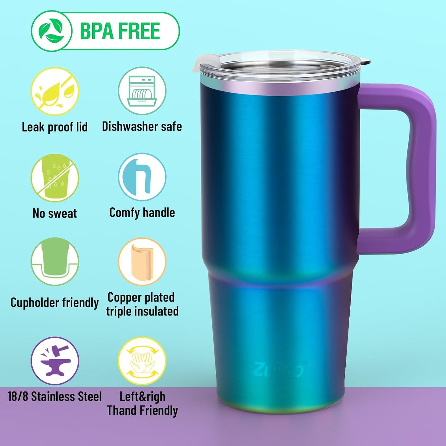 Vaso acero inox 24oz con popote 20h frío 6h caliente