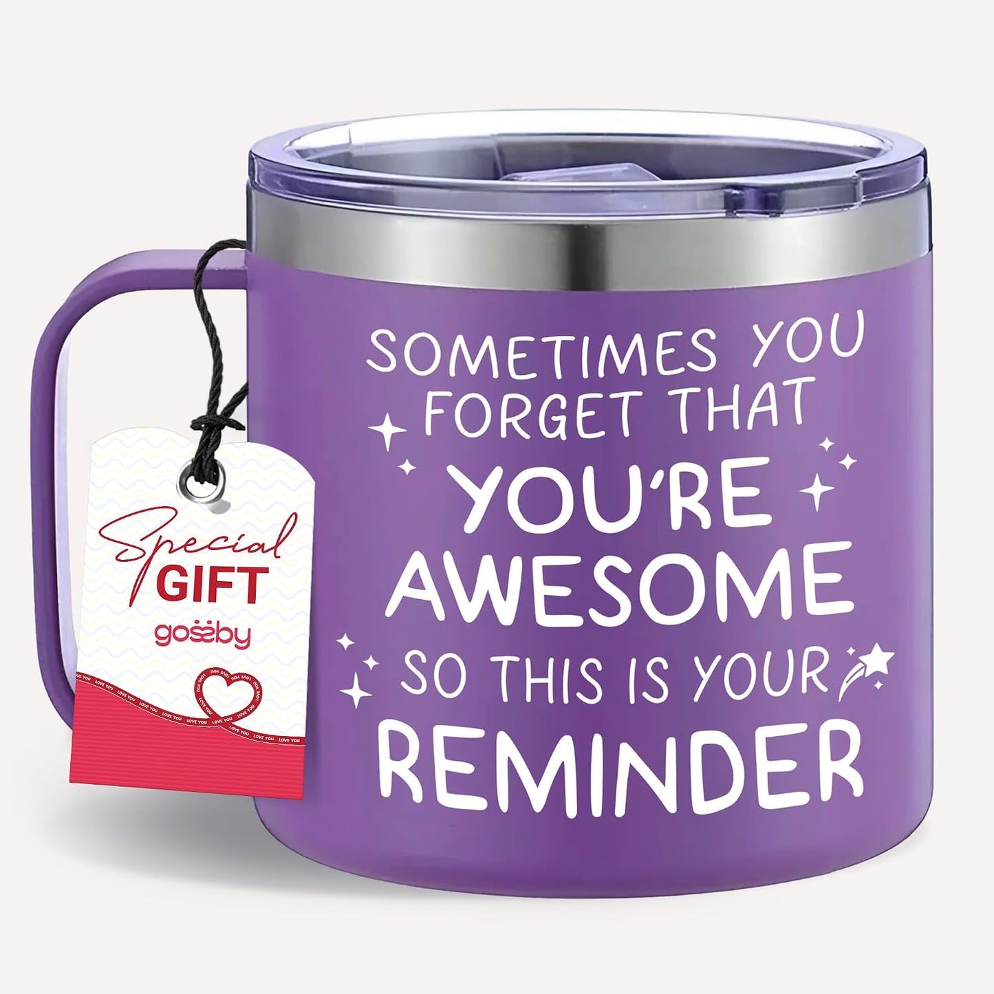 Taza 14oz aislada con tapa y pajita para mujer inspiradora