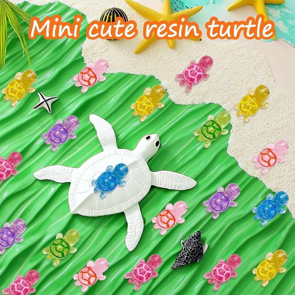 Figuras tortugas resina purpurina brillan oscuridad decoración