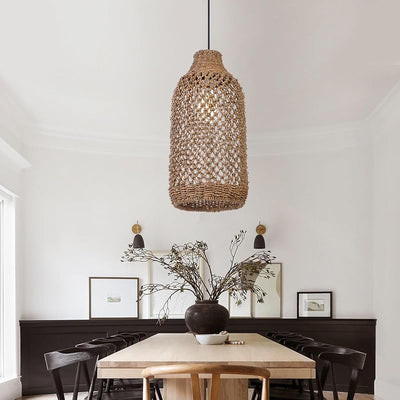 Lámpara colgante ratán bohemio para cocina comedor