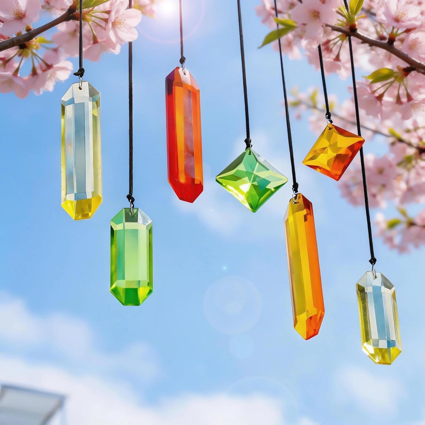 7 Pzas Atrapasoles Cristal Arcoíris para Ventanas Hogar