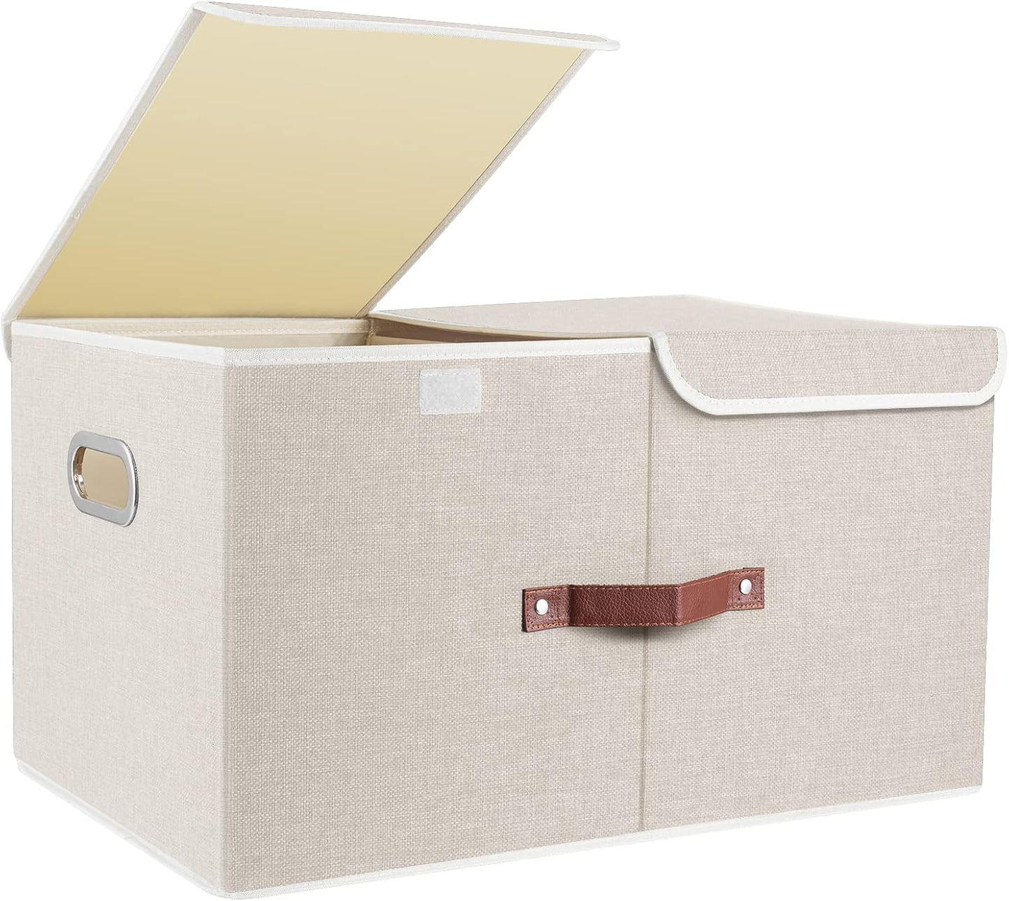 Cajas tela plegables 21.7x13x11.8" beige con tapas