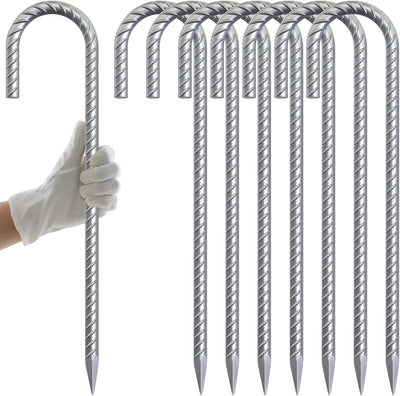 Estacas refuerzo 16pulg anclaje 3/8pulg acero galvanizado paquete 8