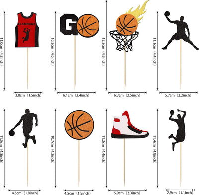 24 Adornos Baloncesto para Cupcakes y Pasteles