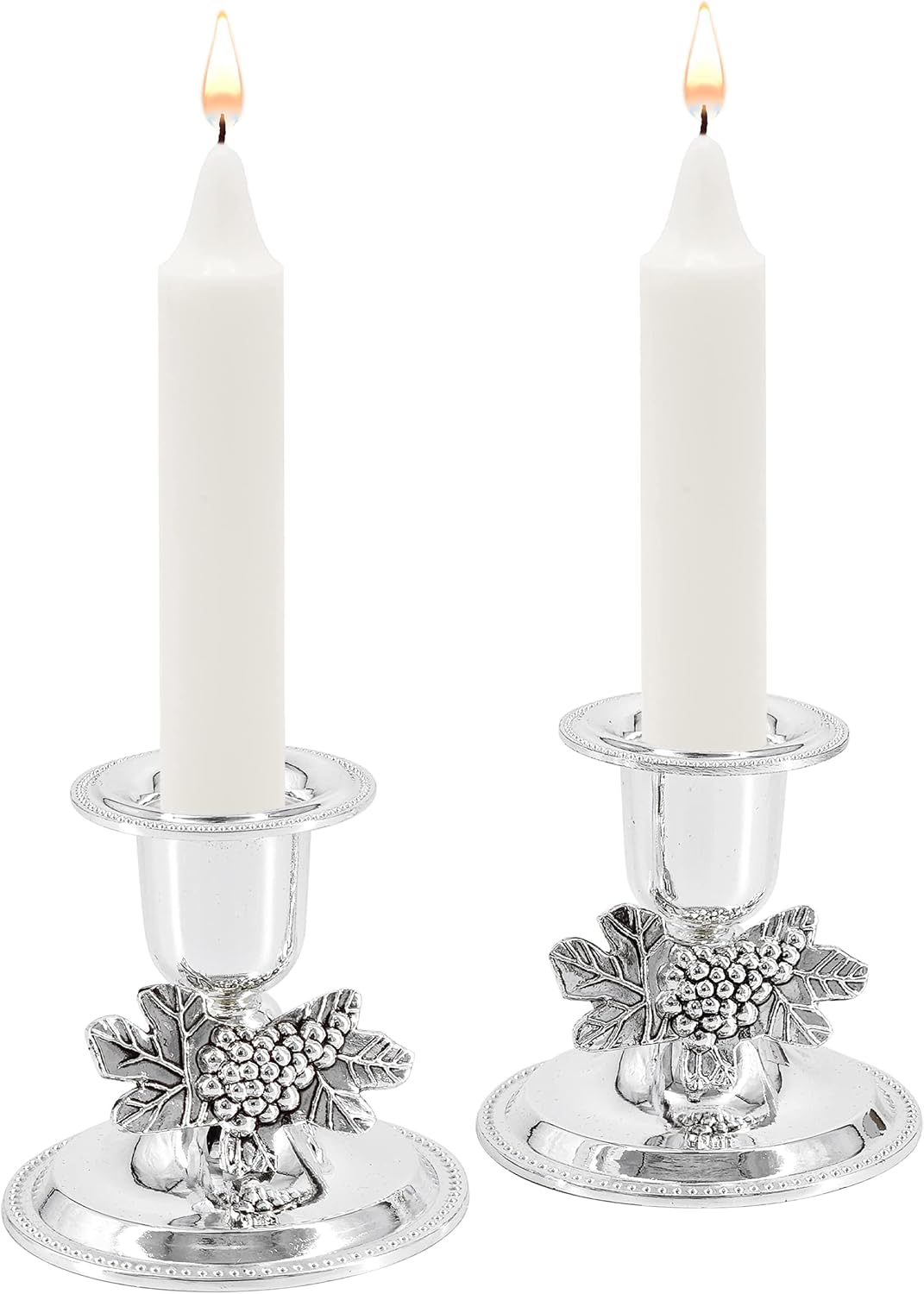 Candelabro Shabbat chapado plata set 2