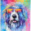 Bandera jardín perro pastor inglés hippie dawg multicolor
