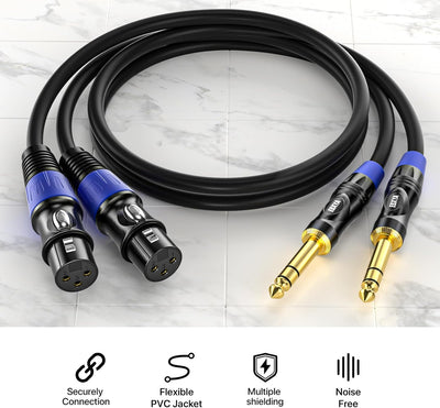 Cable XLR a TRS 1/4 pulg 3 pies paquete 2