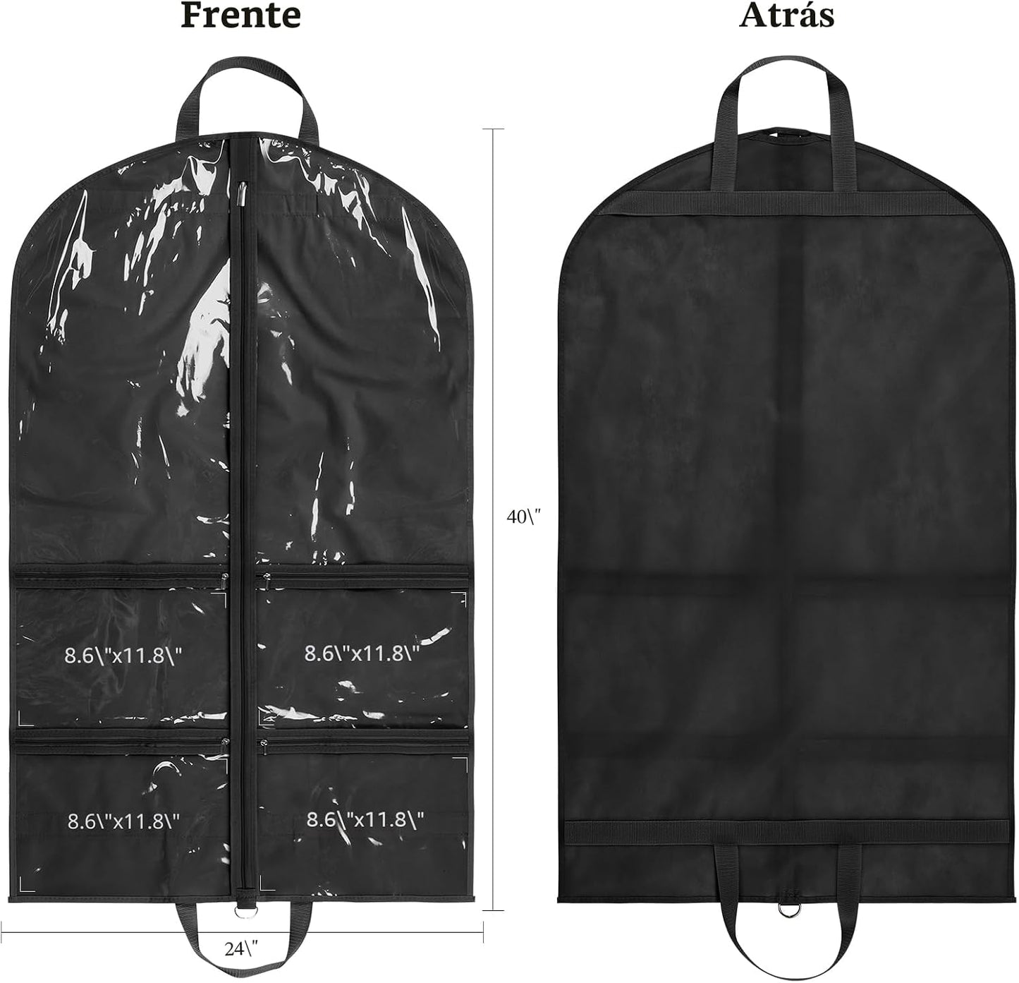 Bolsas transparentes para ropa de baile 40" con 4 bolsillos