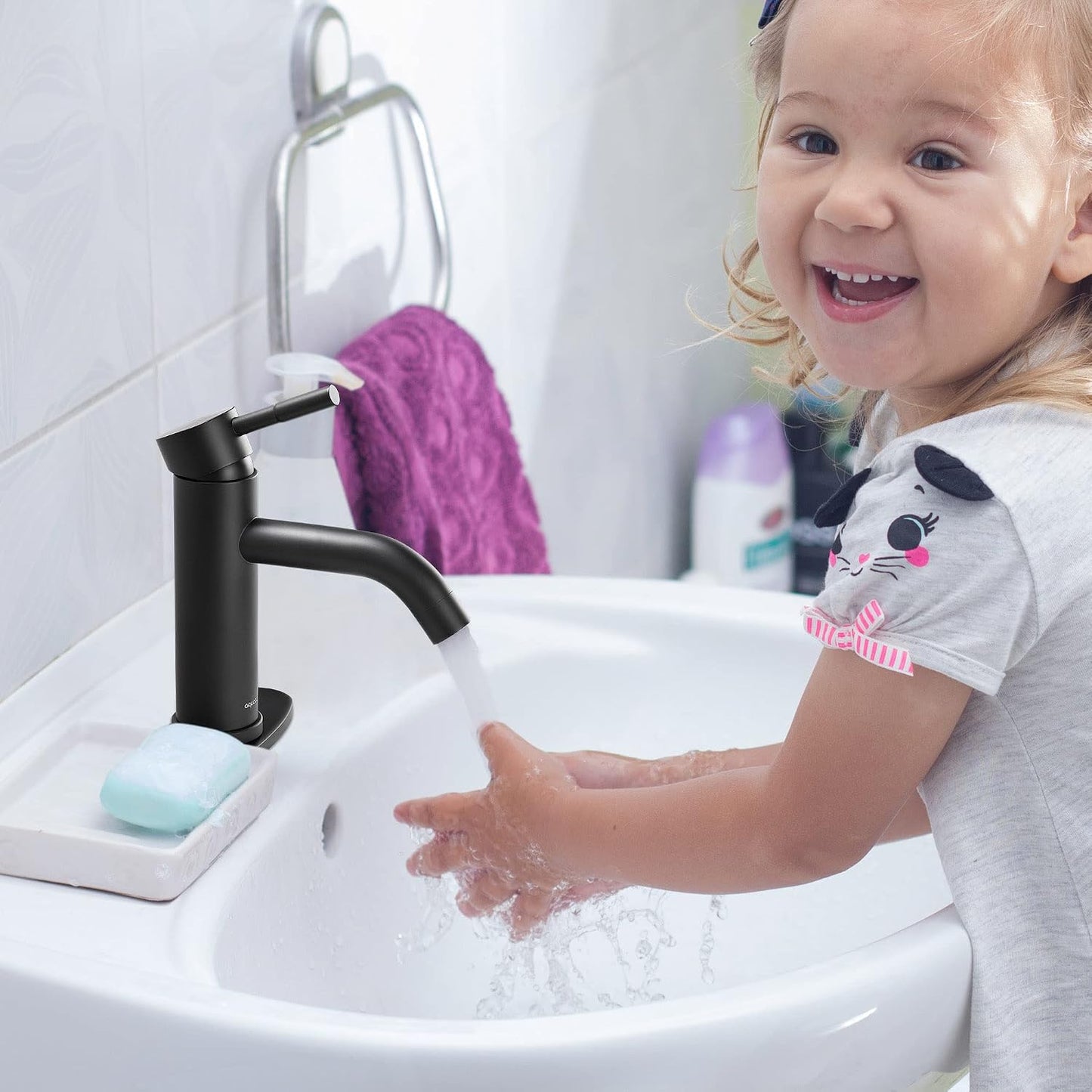 Grifo baño negro mate una manija 1 o 3 agujeros