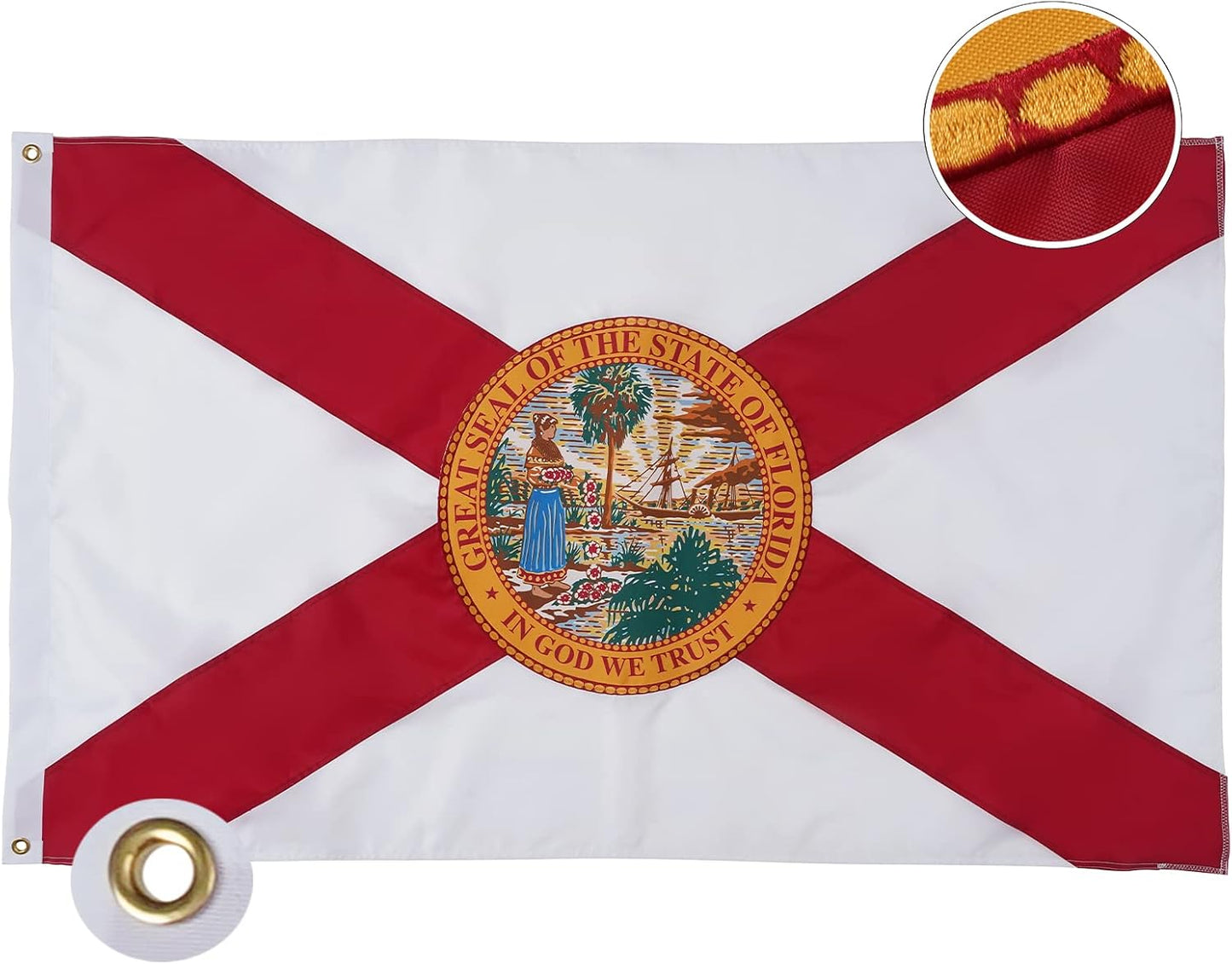 Bandera Florida 4x6ft color vivo con ojales latón