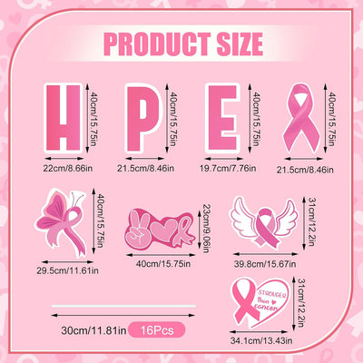 8 Pzas Cinta Rosa Decoración Cáncer de Mama con Estacas