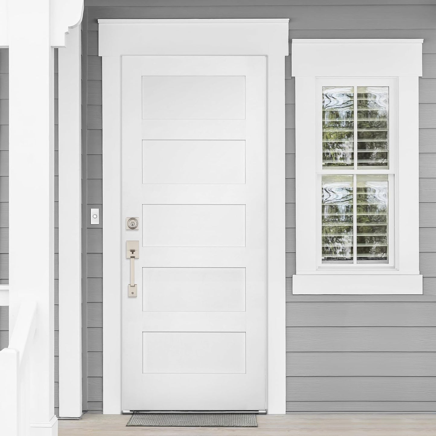 Set cerradura y pestillo puerta níquel satinado