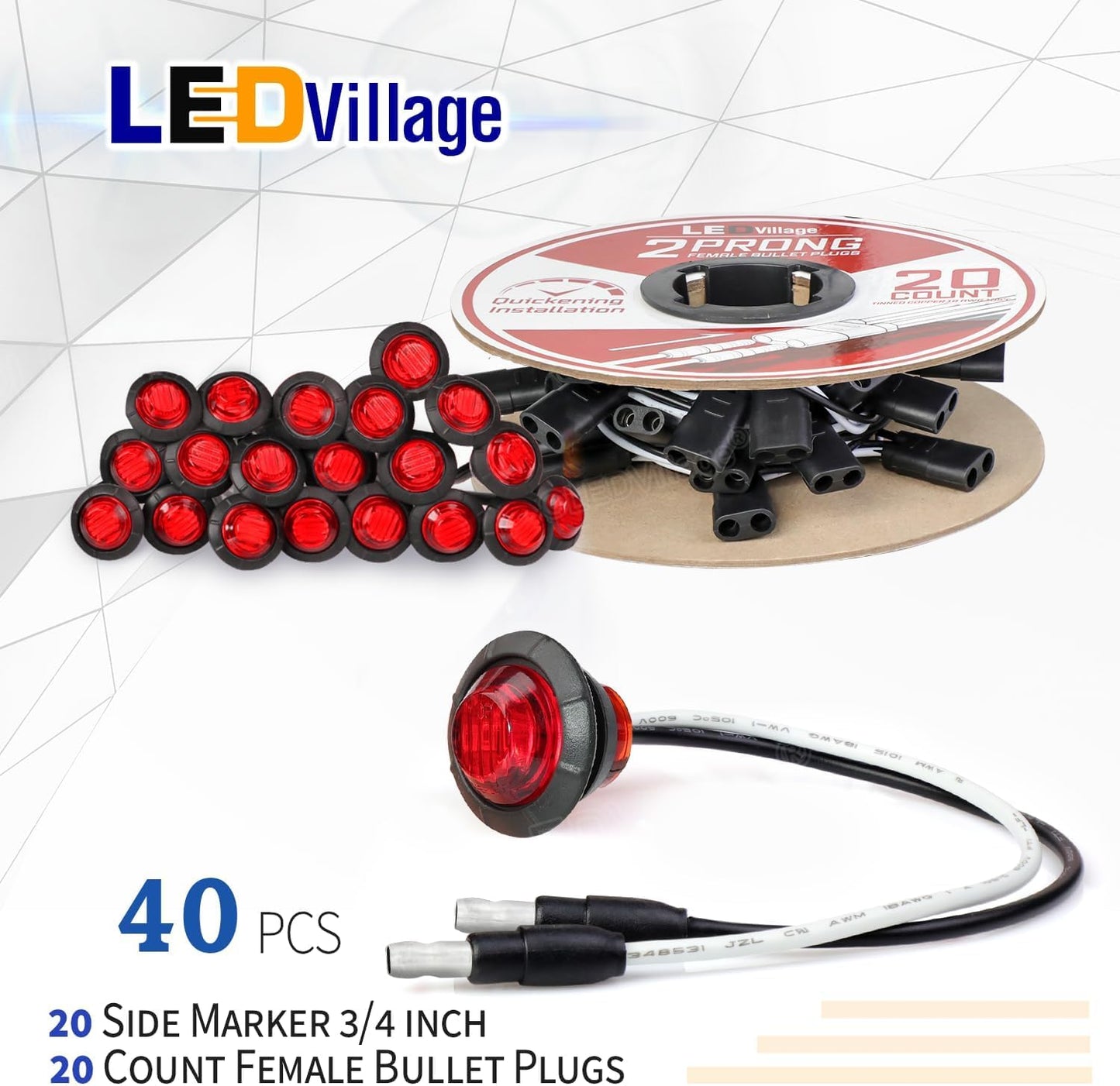20 Pzas Luz indicadora roja remolque camión con conector