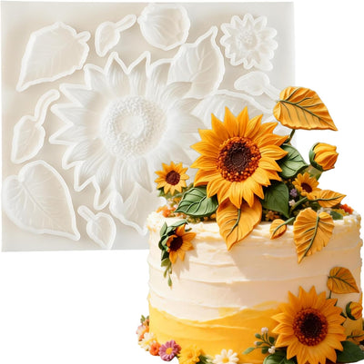 Molde de silicona 3D de girasol para decoración de pasteles, gomitas y velas