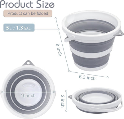 2 Cubos Plegables 5L Sin BPA para Hogar y Exterior
