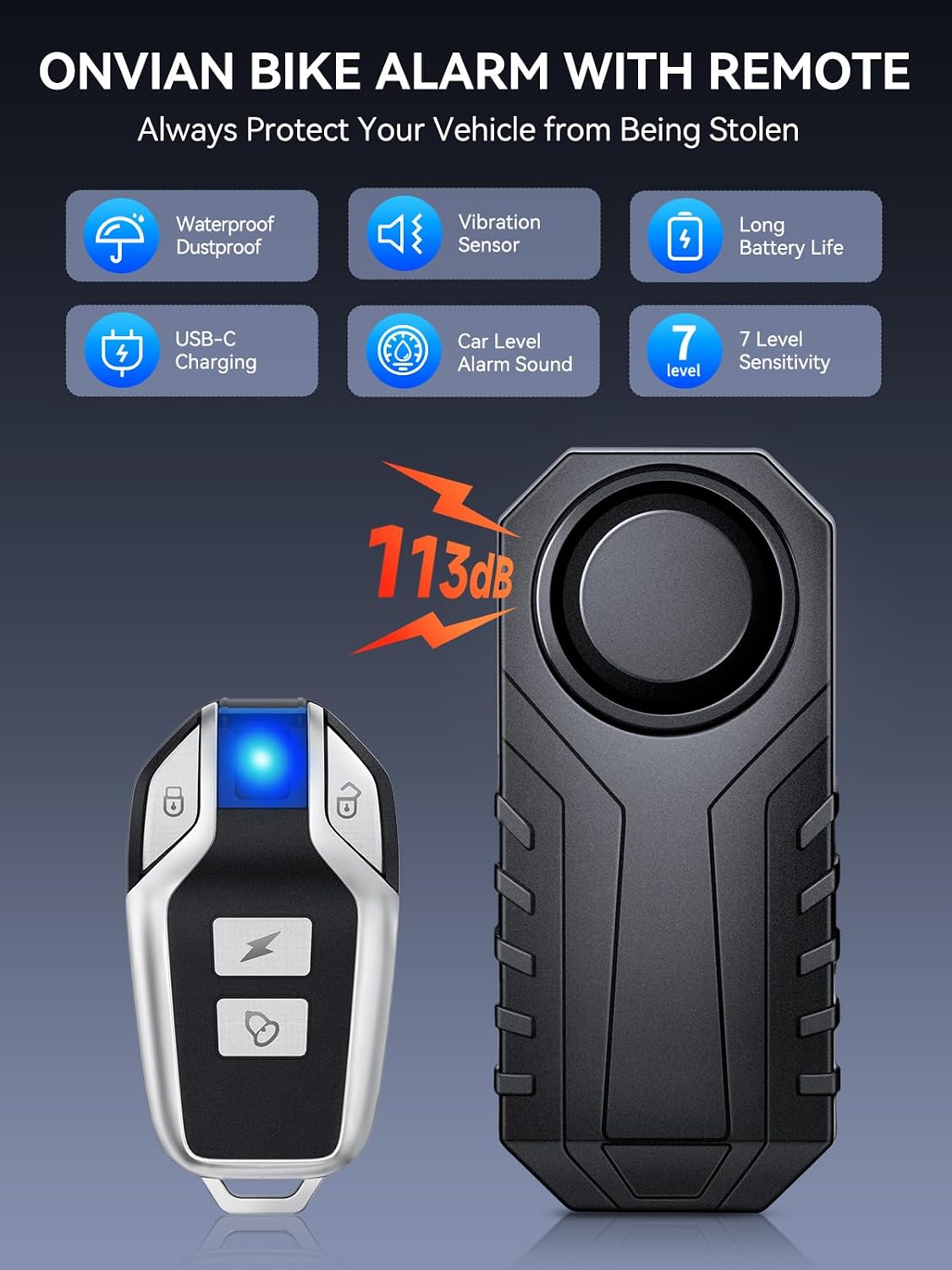 Alarma bicicleta recargable inalámbrica con sensor antirrobo