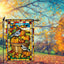 Bandera jardín calabaza otoño estilo vitral doble cara rústica
