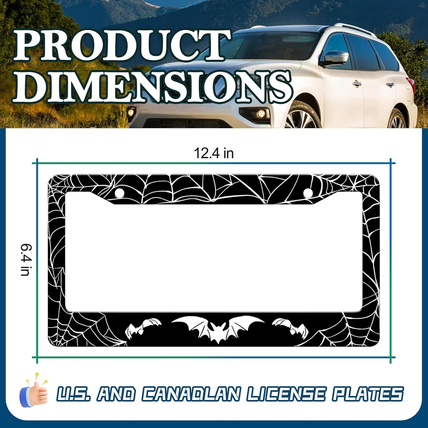 Marco placa matrícula aluminio telaraña gótica coche