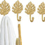 Ganchos pared diseño vintage hojas oro metal set 4