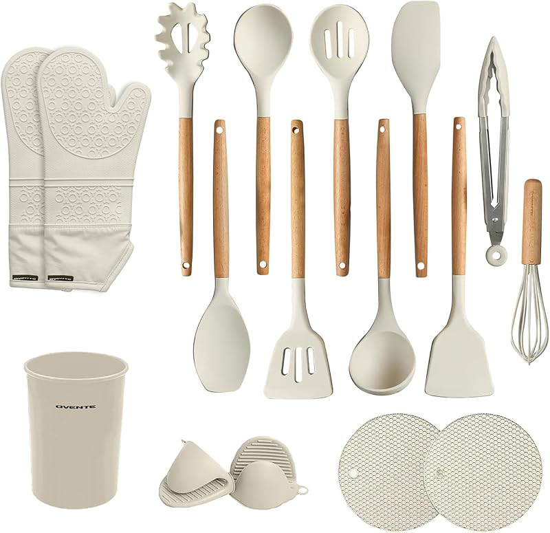 Set 17 Pzas Utensilios Silicona Antiadherente Sin BPA